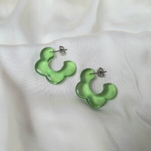 Green Flower Hoop Earrings
