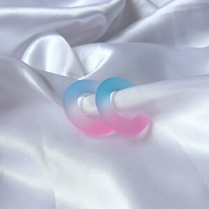 Chunky Pink & Blue Ombre Hoop Earrings