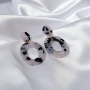 Black & White Marbled Hoop Earrings