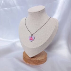 Purple & Silver Retro Heart Necklace - Purple Jewellery,Silver Necklaces In The UK, Lilac Necklace, Heart Necklaces,70's Style Necklace