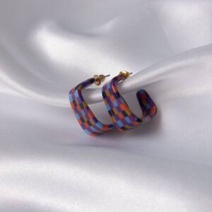 Checkered Square Hoop Earrings