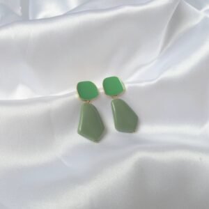 Sage Green Abstract Drop Earrings