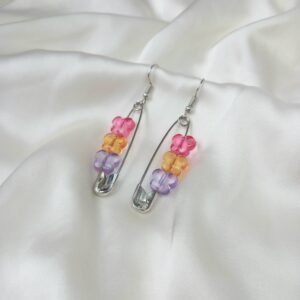 Silver Butterfly Bead Drop Earrings