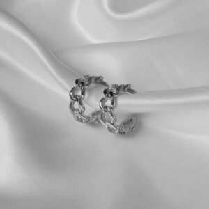 Silver Chain-Link Hoop Earrings