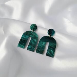 Green Marbled Arch Drop Earrings