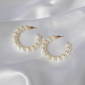 Faux Pearl Hoop Earrings