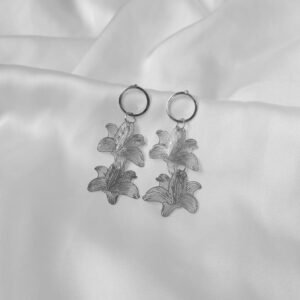 Silver Flower Drop Earrings