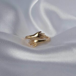 Gold Plated Hands Ring - Gold Hug Ring,Gold Rings In The UK,Gifts For Her,Hugging Hand Ring,Minimalist Ring,Friendship,Wrap Adjustable Ring