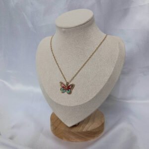 Gold Butterfly Charm Necklace - Chain Necklaces,Pink & Blue Butterfly Necklace,Gold Necklaces In The UK,Gold Jewellery In The UK,Red