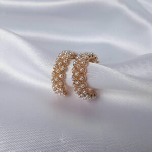 Chunky Pearl Cluster Hoop Earrings
