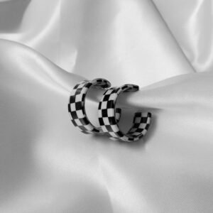 Checkered Hoop Earrings