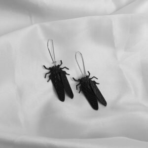 Black Insect Drop Earrings