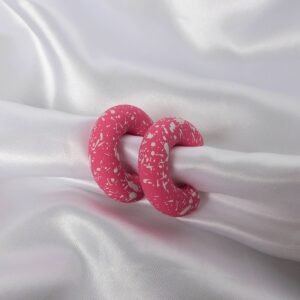 Chunky Hot Pink Speckled Hoop Earrings