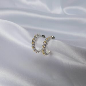 Silver Daisy Hoop Earrings