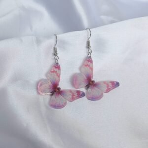 Pink Butterfly Drop Earrings