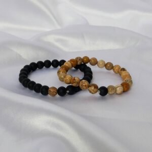 2 Matching Friendship Bead Bracelets - Bead Jewellery, Friendship Jewellery, Bead Bracelets,Wood Effect Bracelets, Brown & Black Jewellery