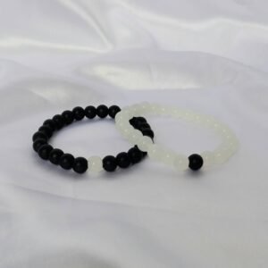 2 Matching Friendship Bead Bracelets - Beaded Jewellery,Friendship Jewellery,Beaded Bracelets,Friendship Bracelet,Black & White Jewellery