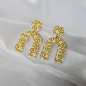 Yellow Smiley Face Arch Earrings