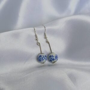 Blue Floral Bead Drop Earrings