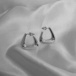 Silver Angular Hoop Earrings