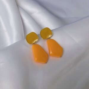 Orange Geometric Stud Earrings