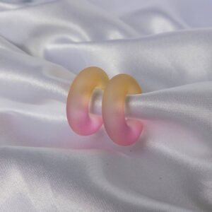 Chunky Pink & Orange Ombre Hoop Earrings