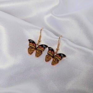 Orange Butterfly Drop Earrings