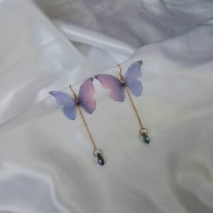 Purple Butterfly Drop Earrings