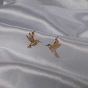 Gold Bird Drop Earrings