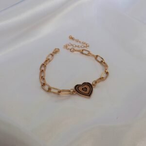 Gold & Brown Heart Bracelet - Gold Jewellery In The UK,Gold Bracelets In The UK,Brown Heart Bracelet,Heart Jewellery,Gold Chain Bracelets