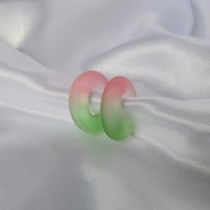 Chunky Pink & Green Ombre Hoop Earrings