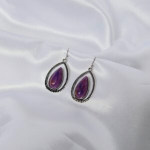 Purple Gemstone Teardrop Earrings
