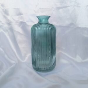 Textured Blue Glass Vase - Decorative Bottle, Vintage Style, Art Deco Style, Gift, Glassware, Flower Arranging, Homeware, Flowers, Geometric