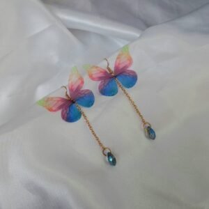 Rainbow Butterfly Drop Earrings