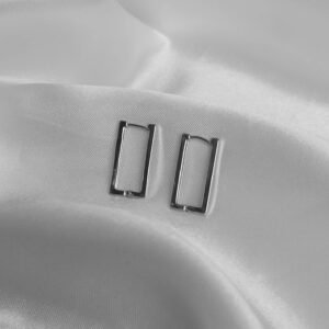Silver Rectangle Hoop Earrings