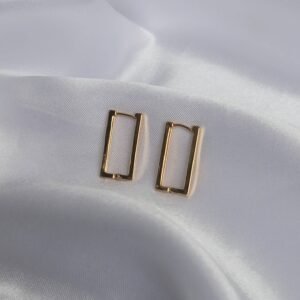 Gold Rectangle Hoop Earrings