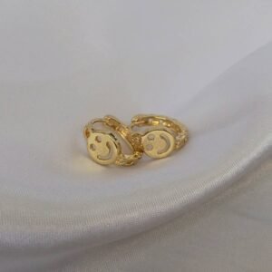 Gold Smiley Face Hoop Earrings