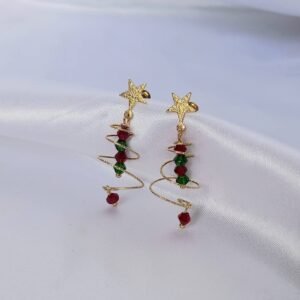 Gold Christmas Tree Drop Earrings