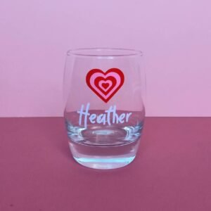 Personalised Pink Heart Tumbler - Personalised Glass,Personalised Cup,Personalised Gift,Retro Glass, Funky Glass,Gifts For Her In The UK