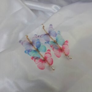 Pastel Butterfly Cluster Drop Earrings