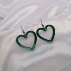 Green Heart Hoop Earrings