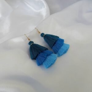 Ombre Blue Tassel Drop Earrings