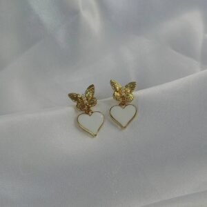 Gold Butterfly Drop Earrings