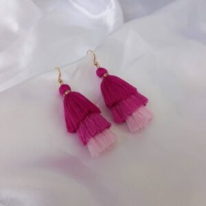 Pink Tassel Drop Earrings