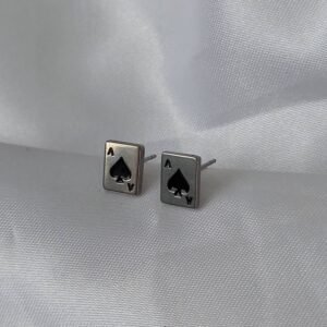 Silver Ace of Spades Stud Earrings
