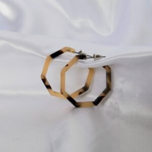 Tortoiseshell Hexagon Hoop Earrings