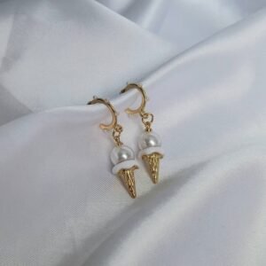Cream Bead Cluster Drop Earrings