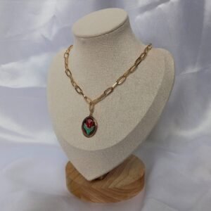 Gold Tulip Flower Necklace - Gold Necklaces In The UK,Gold Jewellery In The UK,Pink Tulip Necklace,Pink Flower Necklace,Gold Chain Necklaces