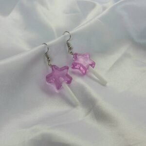 Purple Star Lollipop Drop Earrings