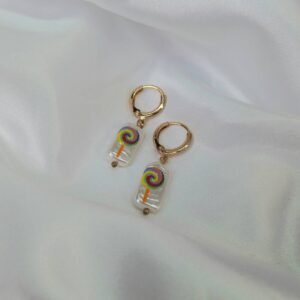 Gold Hoop Earrings with Faux Pearl Charm
